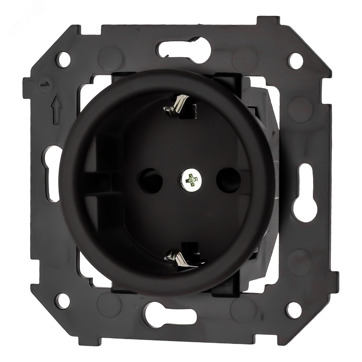 Изображение товара Розетка с заземлением от Bironi Черный матовый для скрытого монтажа
