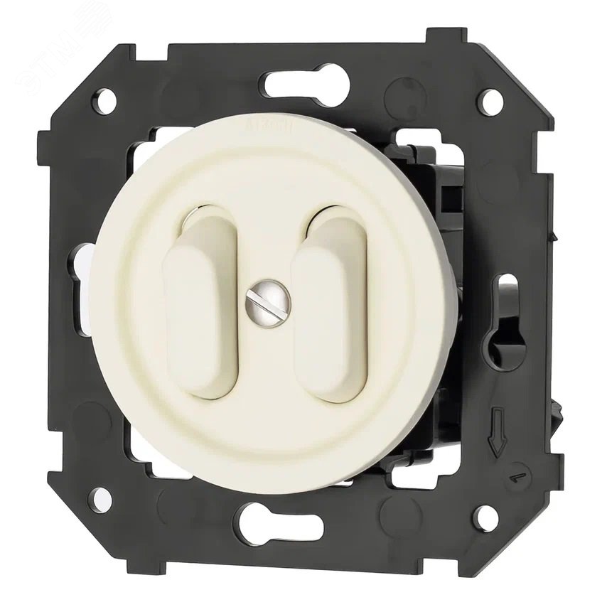 Изображение товара Двухклавишный выключатель Bironi из негорючего пластика 220 В