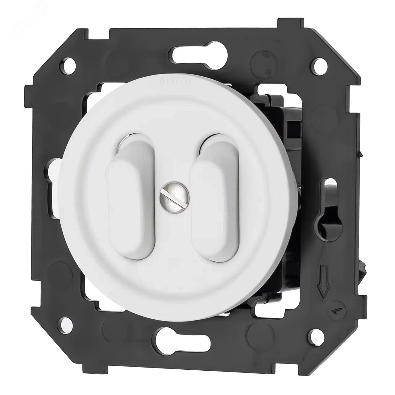 Изображение товара Двулавишный выключатель Bironi из ударопрочного пластика, белый матовый, IP20, 220В