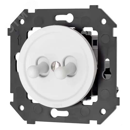 Изображение товара Двухтумблерный выключатель Bironi, белый, IP20, 10А, 220В, скрытый монтаж