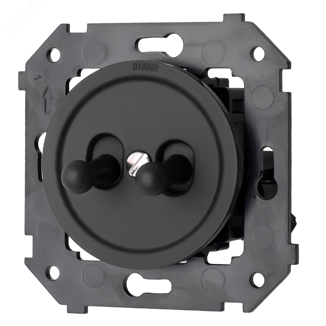 Изображение товара Выключатель 2-кл., пластик, черный матовый, скрытого монтажа Bironi