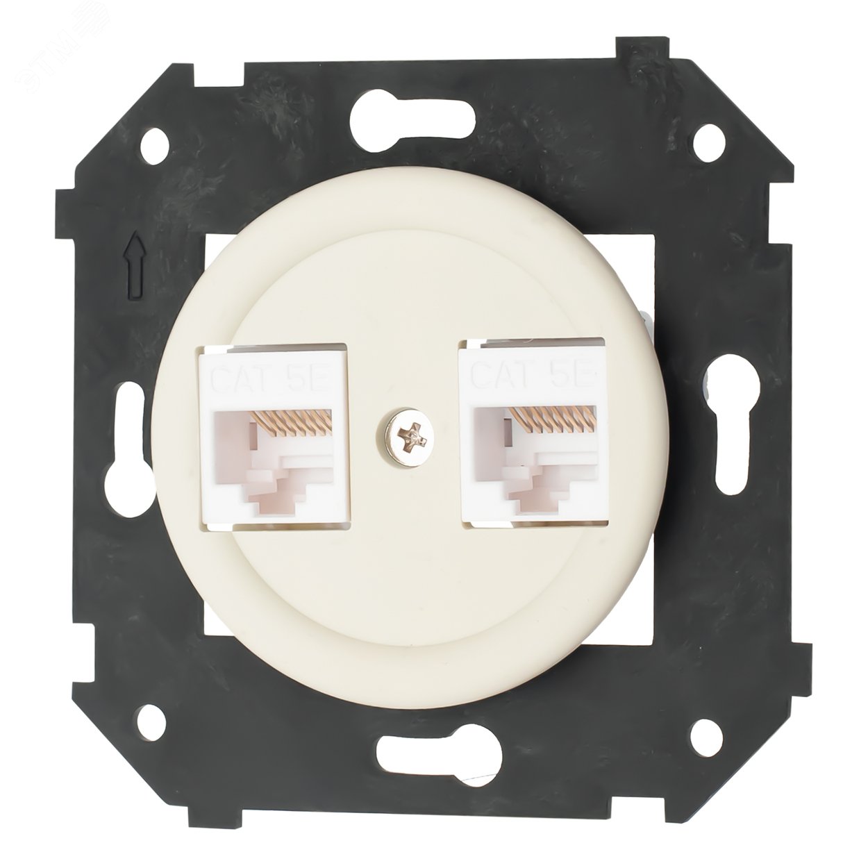 Изображение товара Розетка компьютерная двойная механизм с накладкой цвет слоновая кость матовая Bironi