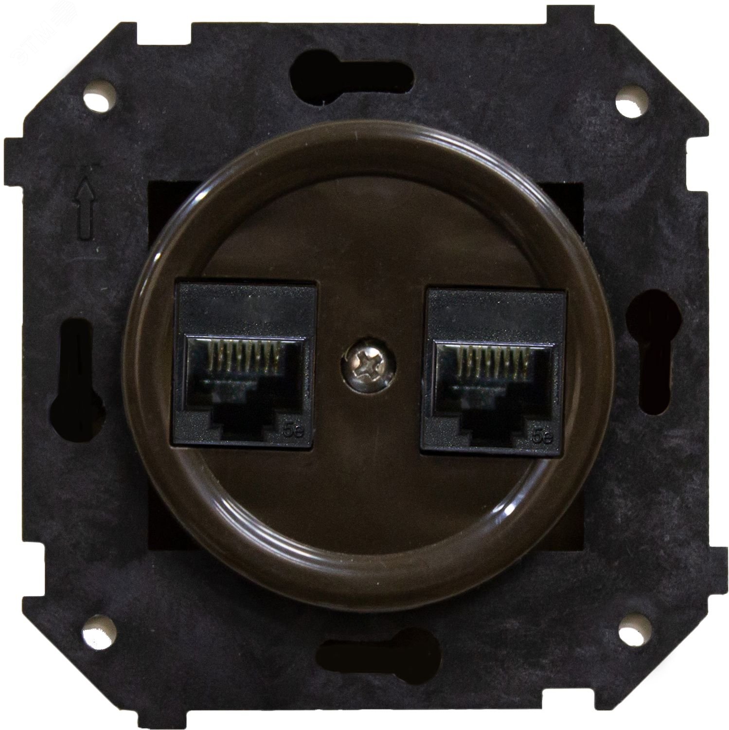 Изображение товара Розетка RJ45 с механизмом и накладкой коричневая скрытый монтаж Bironi