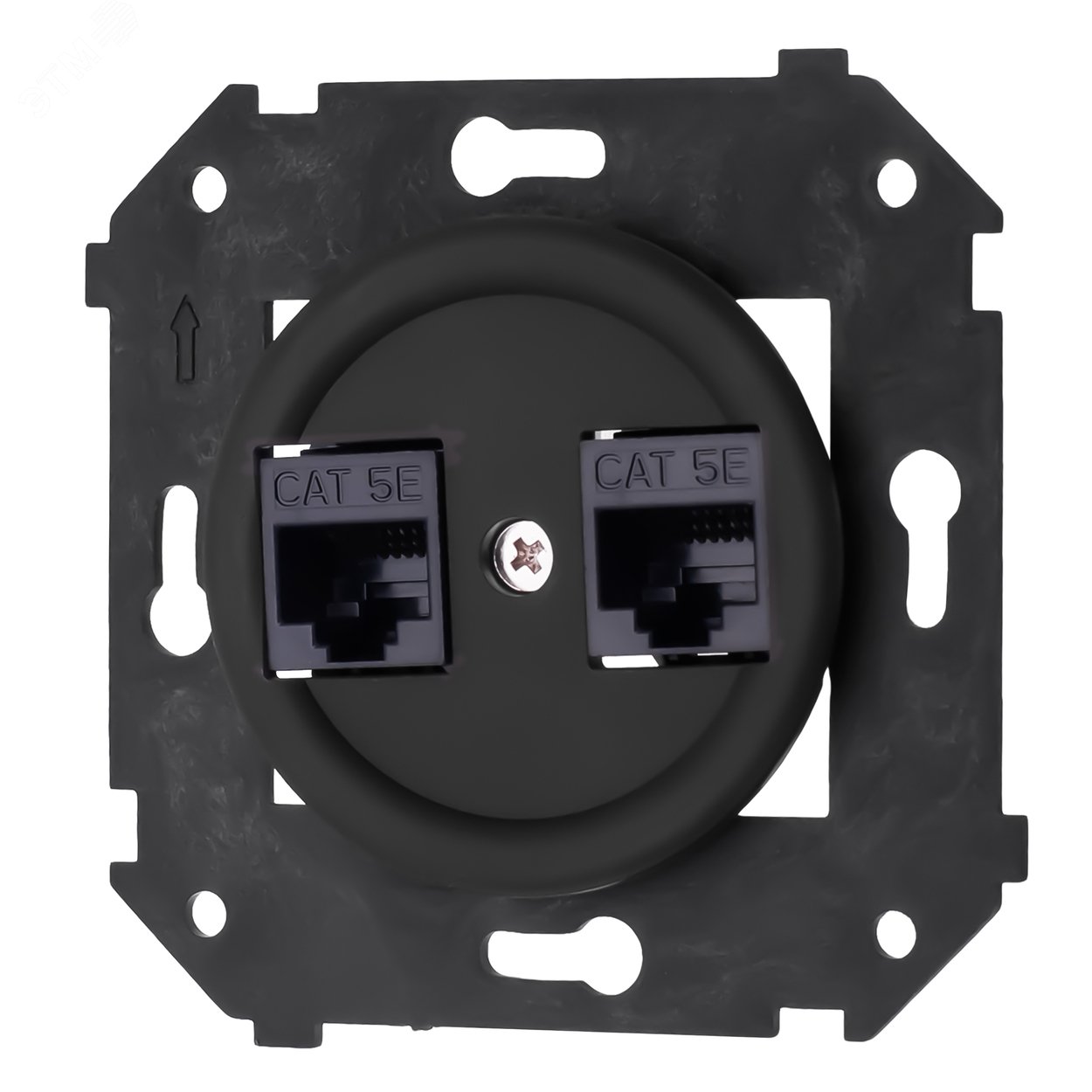 Изображение товара Двойная компьютерная розетка механизм+ накладка черный матовый Bironi Россия