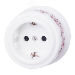 Изображение товара Розетка Лизетта с заземлением, керамика, цвет белый, декор (шт)