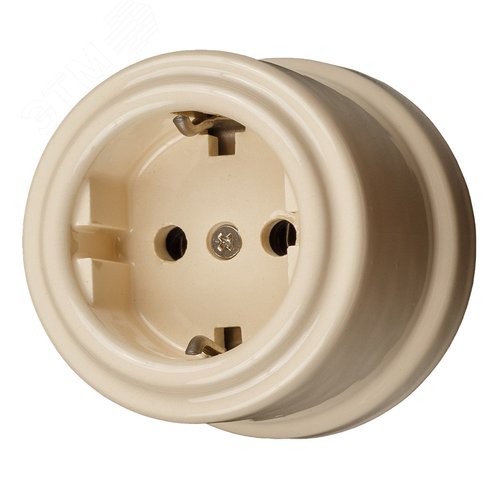 Изображение товара Ретро розетка Лизетта с заземлением, керамика, цвет песочное золото (шт)