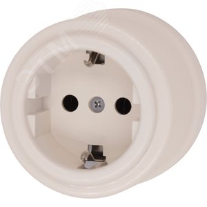 Изображение товара Розетка Лизетта с заземлением, пластик, цвет Песочное золото (шт)