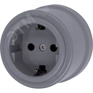 Изображение товара Розетка Лизетта с заземлением, пластик, цвет Титан (шт)