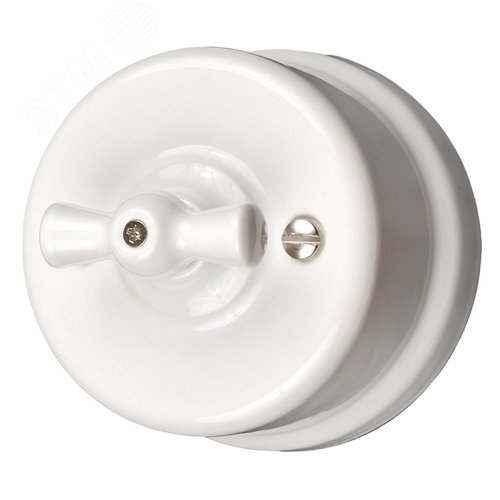 Изображение товара Выключатель Лизетта 1кл., керамика, цвет белый (шт)