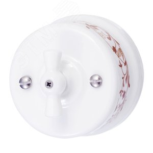 Изображение товара Выключатель Лизетта Перекрестный, керамика, цвет белый, декор (шт)