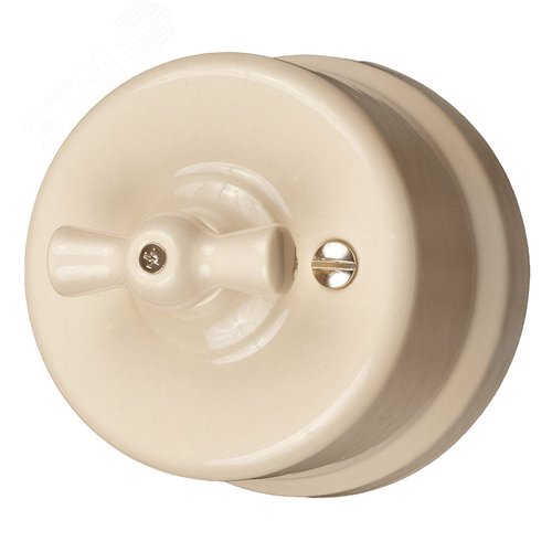 Изображение товара Ретро Выключатель 2кл., керамика, цвет Песочное золото (шт)