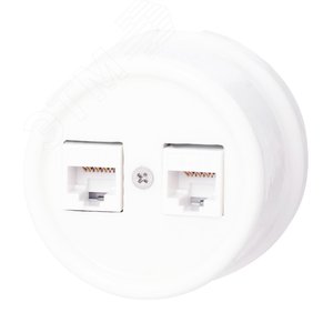 Изображение товара Розетка Лизетта RJ45 информационная двойная, керамика, цвет белый (шт)