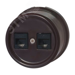 Изображение товара Розетка Лизетта RJ45 информационная двойная, керамика, цвет коричневый (шт)