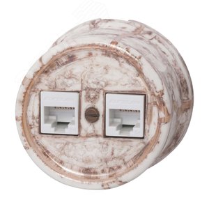 Изображение товара Розетка Лизетта RJ45 информационная двойная, керамика, цвет мрамор (шт)