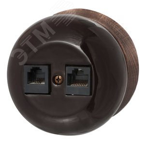 Изображение товара Розетка RJ45 информационная двойная Фаберже, керамика, цвет коричневый (шт)