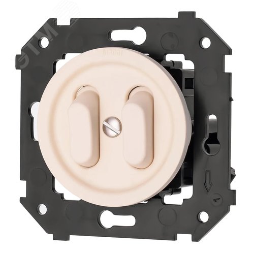 Изображение товара Кнопка (двухклавишная), пластик, цвет Песочное Золото матовый (шт)