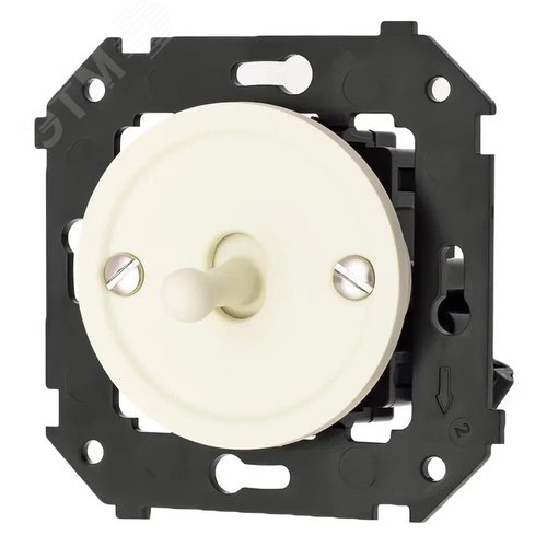 Изображение товара Выключатель 1-кл. проходной, пластик, цвет Слоновая кость матовый (тумблерный) (шт)