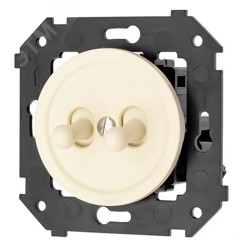 Изображение товара Кнопка (двухтумблерная), пластик, цвет Слоновая кость матовый (шт)