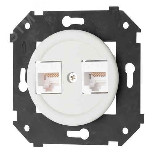 Изображение товара Розетка двойная компьютерная механизм + накладка, цвет белый матовый с/у (шт)
