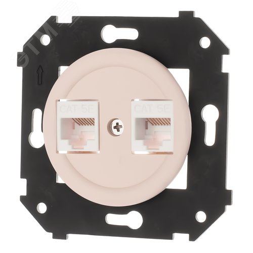 Изображение товара Розетка двойная компьютерная механизм + накладка, цвет Песочное золото матовый с/у (шт)