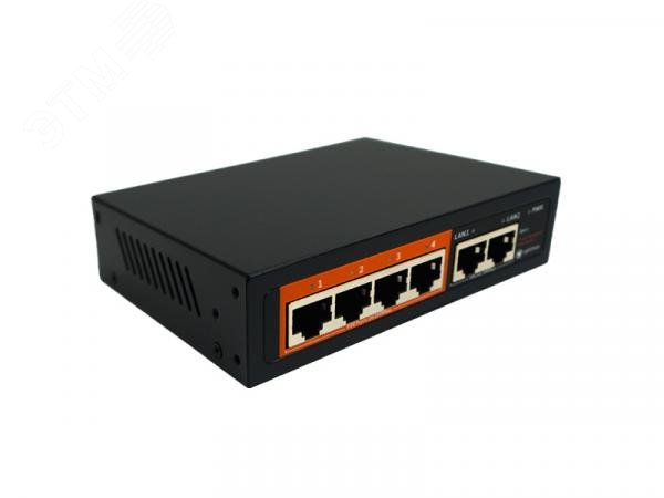 Изображение товара Коммутатор управляемый L2 с обл. упр. 4x100Мбит/с (RJ45 с PoE+) 2x100Мбит/с (RJ45) Uplink 52Вт (шт)