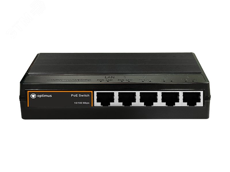 Коммутатор неуправляемый PoE 4 порта 100 Мб/с RJ45, 65 Вт U1I-4F1b/1F Optimus CCTV