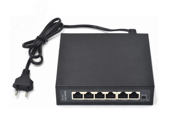 Изображение товара Коммутатор неуправляемый 4х100Мбит/с (RJ-45, PoE+) 2х100 Мбит/с (RJ-45, Uplink) 45Вт (шт)