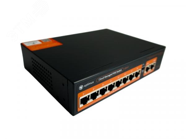 Изображение товара Коммутатор управляемый L2 с обл. упр. 8х100Мбит/с (RJ45 с PoE+) 2х1Гбит/с (RJ45) Uplink 120Вт (шт)