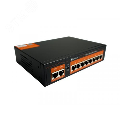 Изображение товара Коммутатор управляемый L2 с обл. упр. 8х1Гбит/с (RJ45 с PoE+) 2х1Гбит/с (RJ45) Uplink 120Вт (шт)