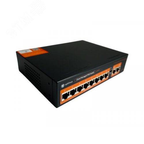 Изображение товара Коммутатор управляемый L2 с обл. упр. 8х100Мбит/с (RJ45 с PoE+) 2х1Гбит/с (RJ45) Uplink 120Вт (шт)