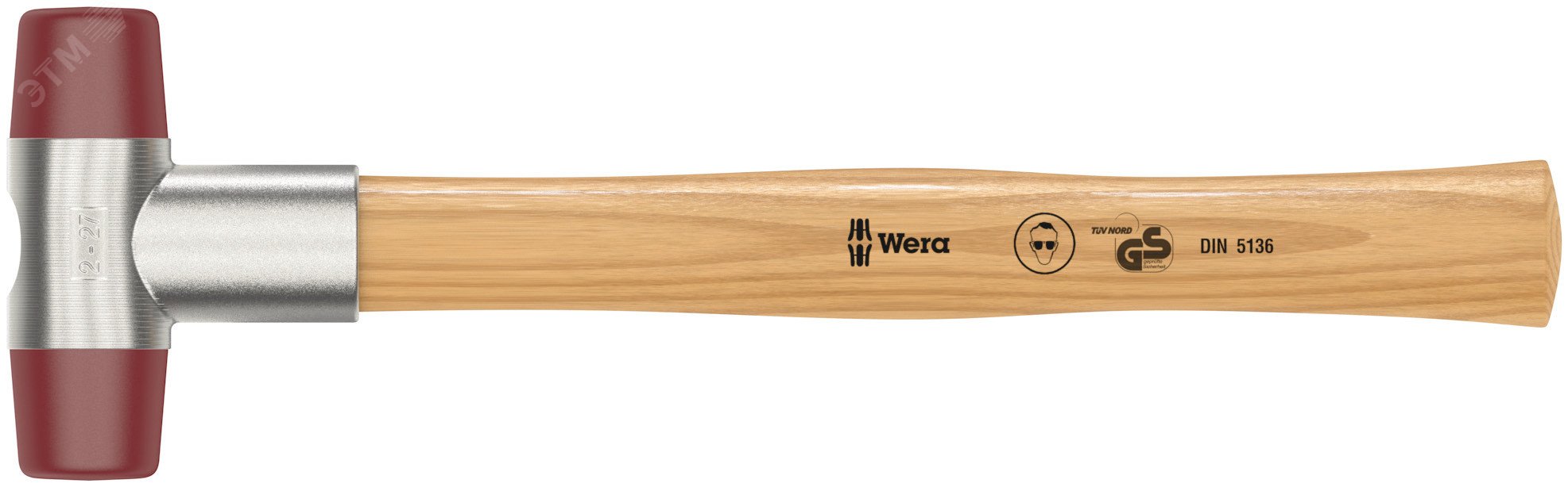 Изображение товара Киянка со сменными бойками из полиуретана Wera диаметром 28 мм длиной 265 мм