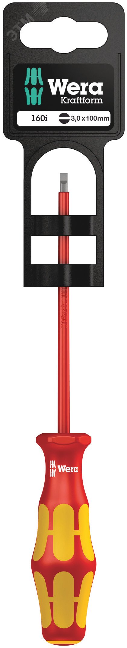 Изображение товара Диэлектрическая шлицевая отвертка Wera SL VDE 0.5X3X100 мм с держателем-еврослот