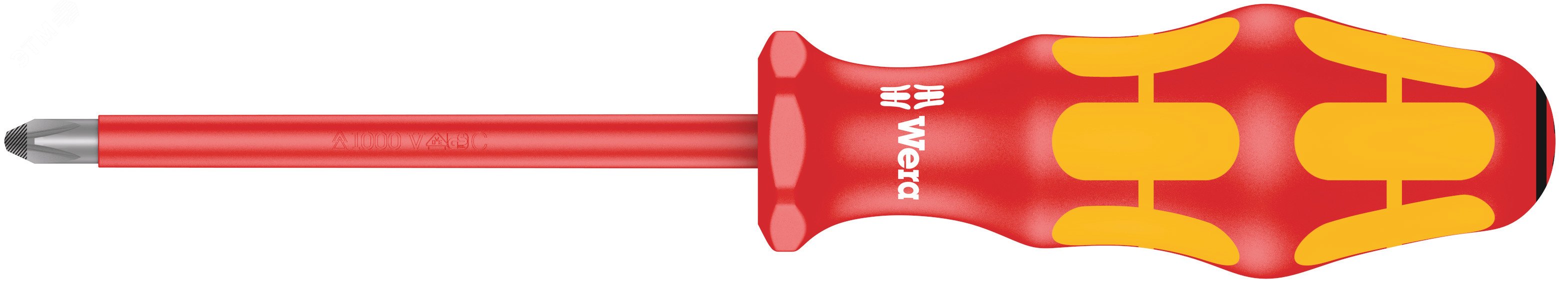 Изображение товара Диэлектрическая крестовая отвертка PZ 2X100 мм Wera VDE для электроработ