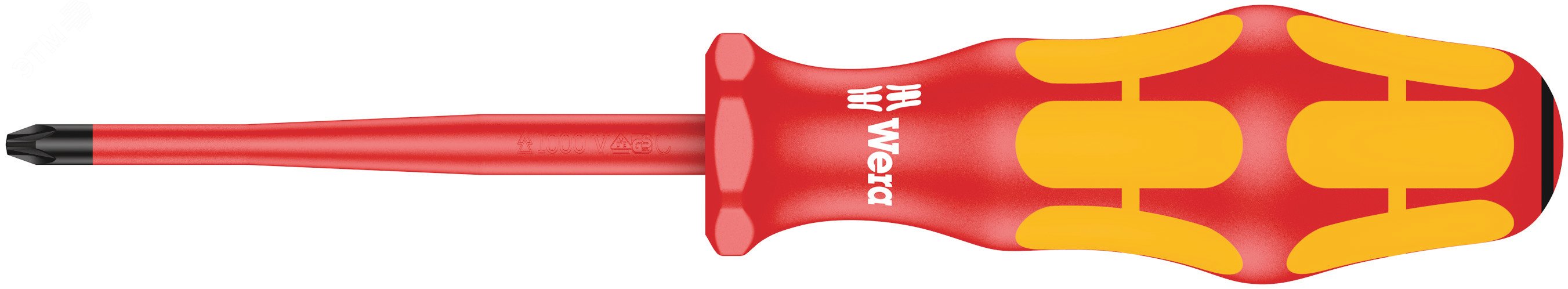 Изображение товара Диэлектрическая крестовая отвертка PZ 1X80 мм Wera VDE с проверкой напряжения