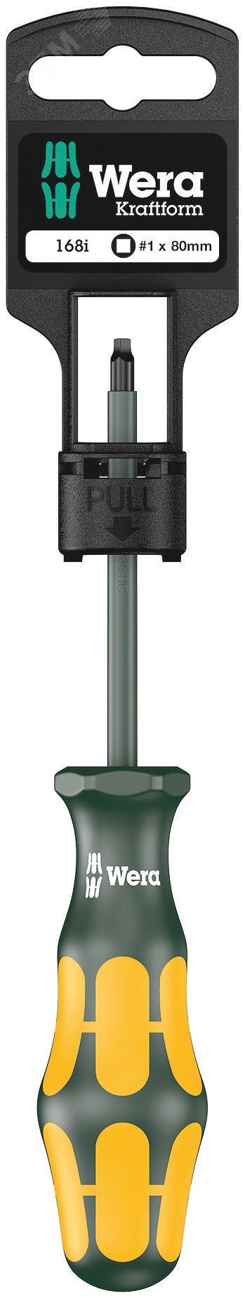 Изображение товара Диэлектрическая четырёхгранная отвёртка 168 i VDE Wera 80 мм с держателем-еврослот