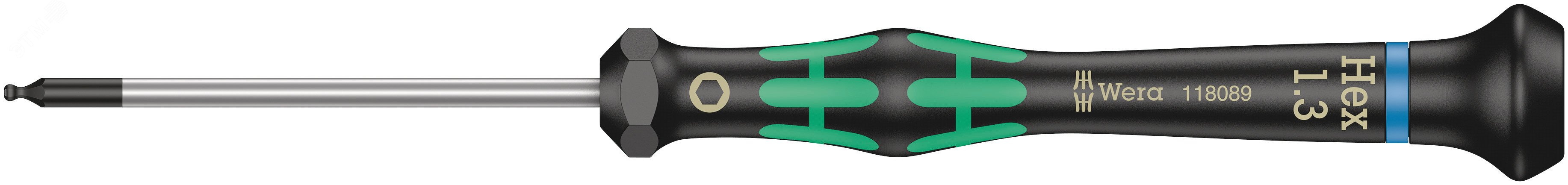 Изображение товара Отвертка шестигранная Wera Micro с шаром HEX1.3 157 мм профессиональный инструмент