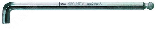 Ключ Г-образный 950 PKLS хромированный c шаром экстракороткий конец 6 x 180 мм WE-022046 Wera