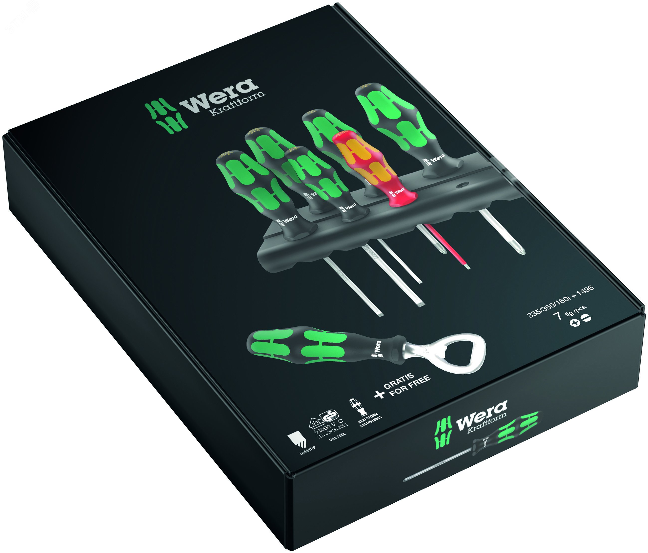 Изображение товара Набор отверток WERA 7 шт с подставкой и открывалкой профессиональный