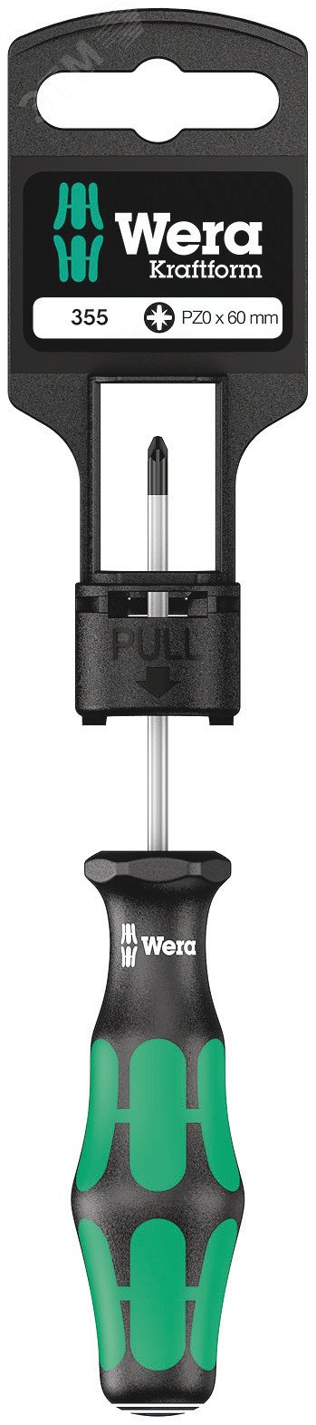 Изображение товара Отвертка крестовая 355 PZ SB PZ 0X60 мм с держателем-еврослот (шт)