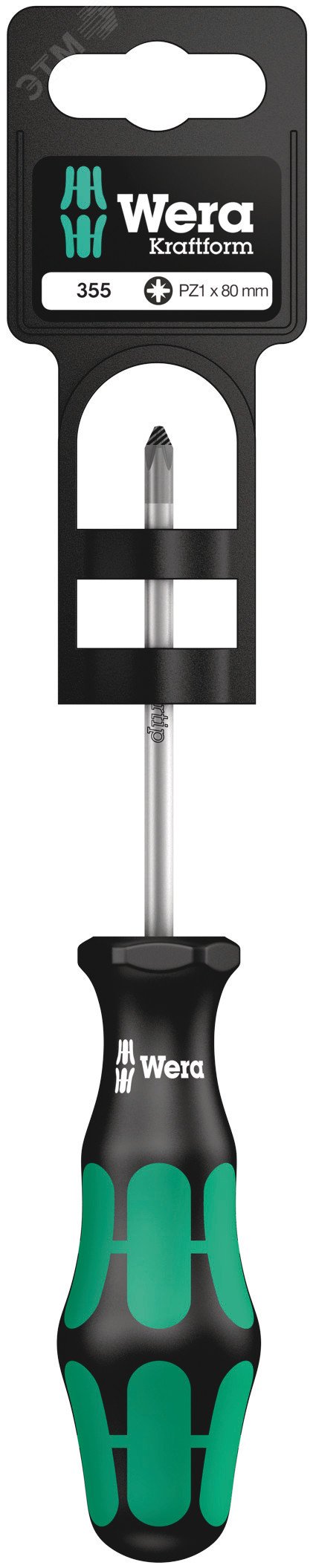 Изображение товара Отвертка крестовая 355 PZ SB PZ 1X80 мм с держателем-еврослот (шт)
