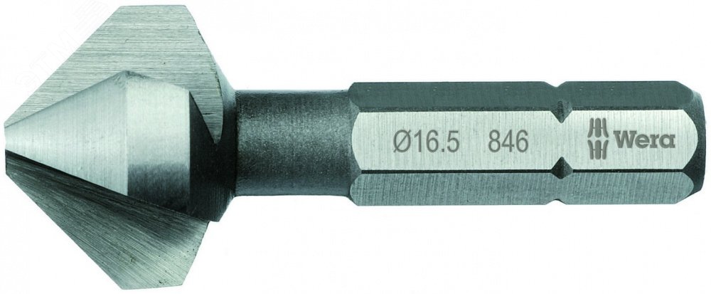 Насадка-зенкер конический трехканавочный 846/1 хвостовик 1/4 C 6.3 8.30 x 31 мм WE-104631 Wera