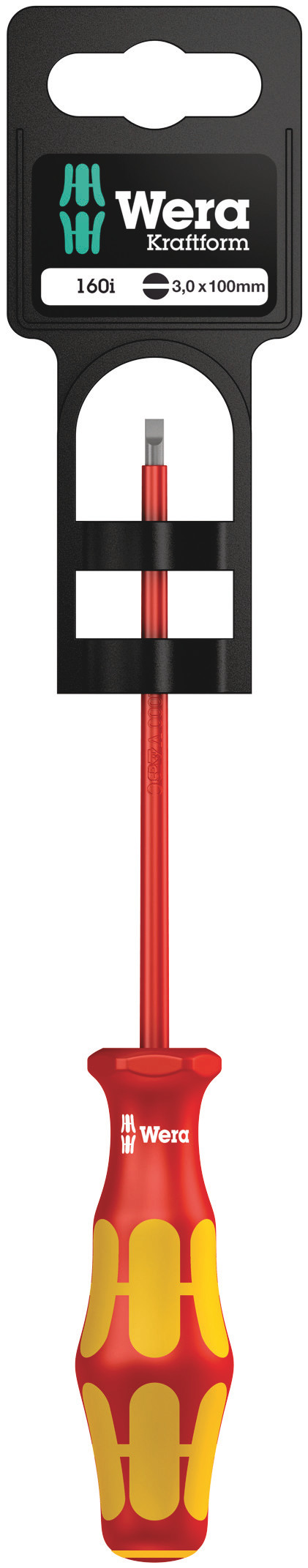 Отвертка диэлектрическая шлицевая 160 i SL VDE SB 0.5X3X100 мм с держателем-еврослот