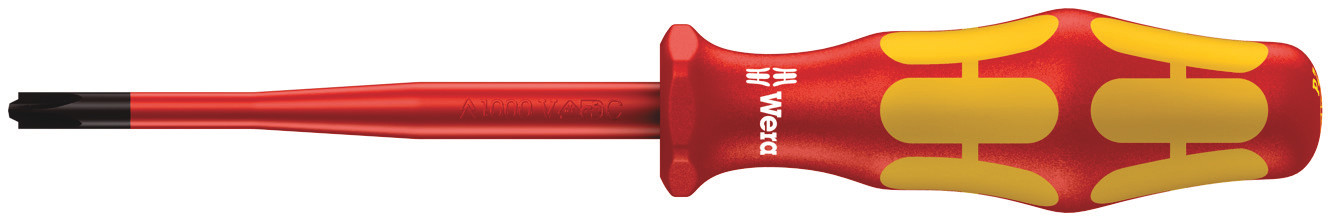 Отвертка диэлектрическая крестовая 165 iSS PZ/S PlusMinus VDE с зауженным рабочим концом и уменьшенным диаметром рукоятки # 1X80 мм