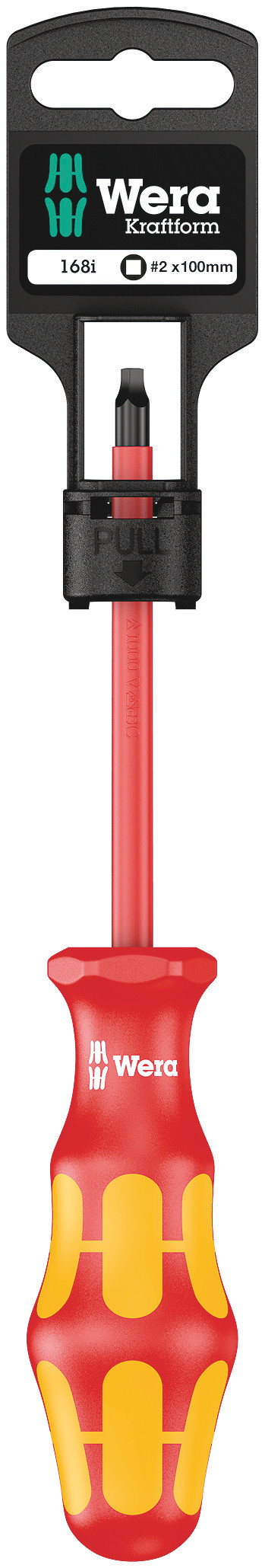 Отвёртка диэлектрическая четырёхгранная 168 i VDE SB # 2X100 мм с держателем-еврослот для подвеса