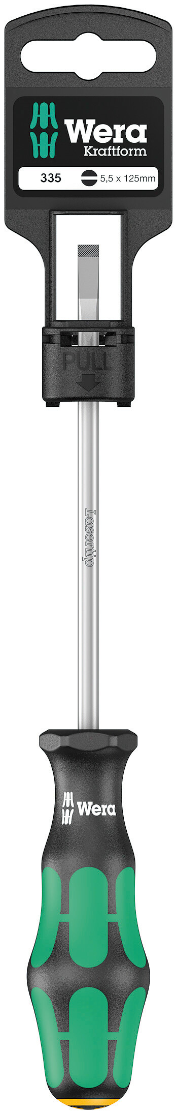 Отвертка шлицевая 335 SB SL 1X5.5X125 мм с держателем-еврослот