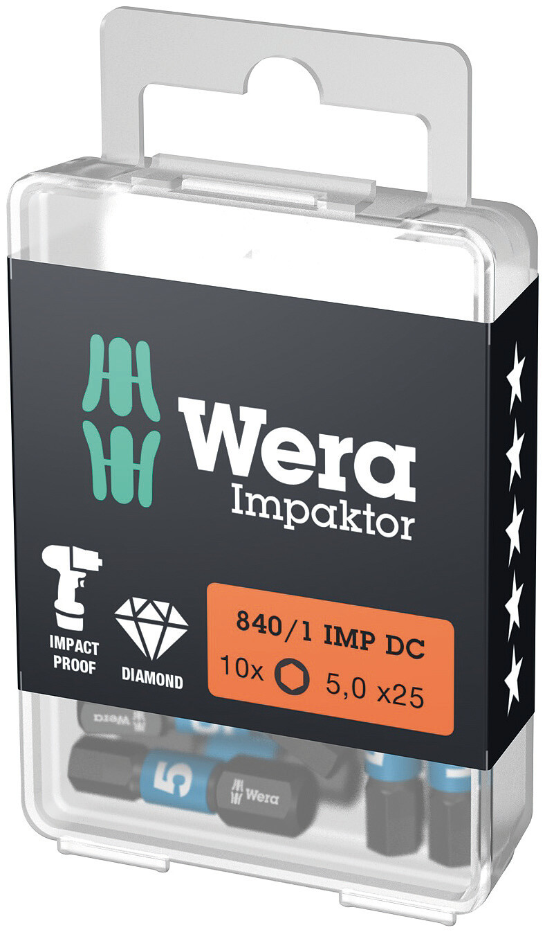 Бита ударная под внутренний шестигранник 840/1 IMP DC Impaktor Hex-Plus алмазное покрытие хвостовик 1/4 C 6.3 5X25 мм