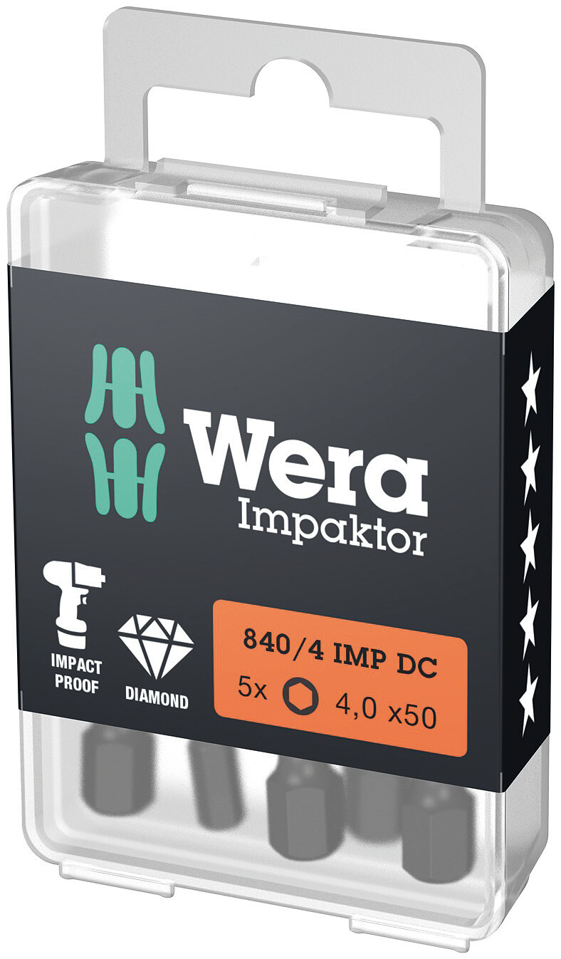 Бита ударная под внутренний шестигранник 840/4 IMP DC Impaktor Hex-Plus алмазное покрытие хвостовик 1/4 E 6.3 4X50 мм