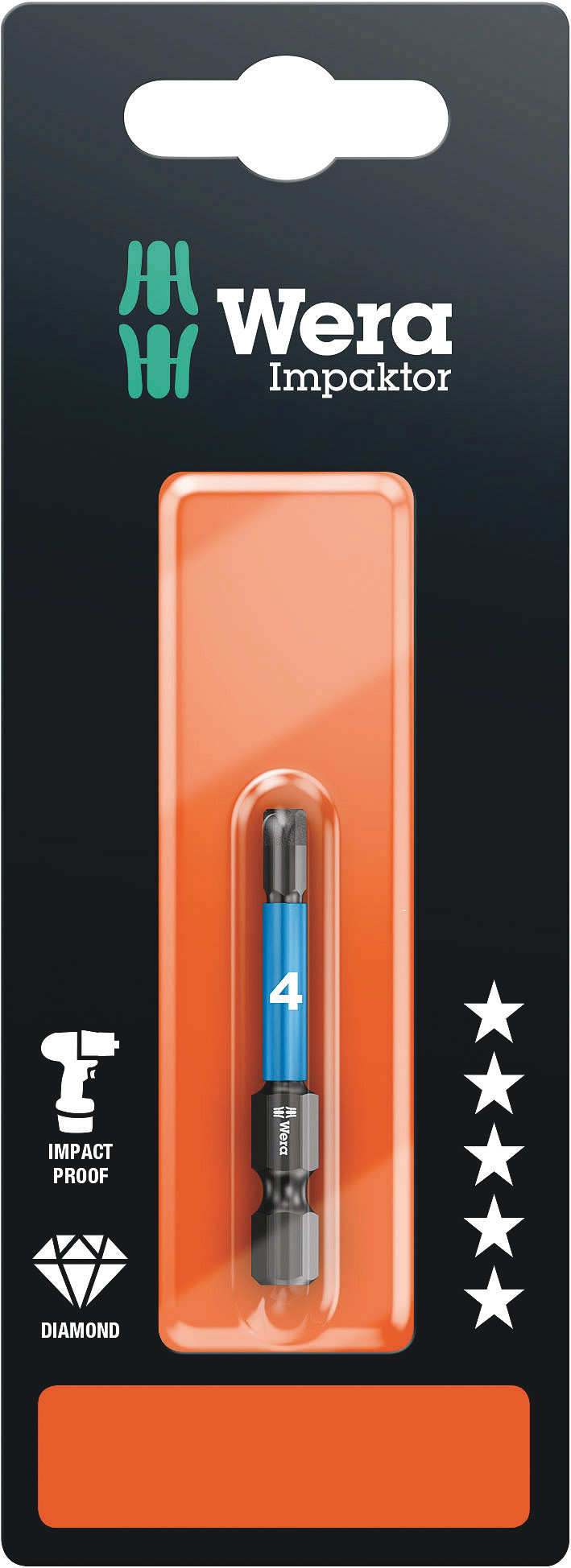 Бита ударная 840/4 IMP DC Impaktor Hex-Plus SB под внутренний шестигранник алмазное покрытие хвостовик 1/4 E 6.3 4X50 мм с держателем-еврослот
