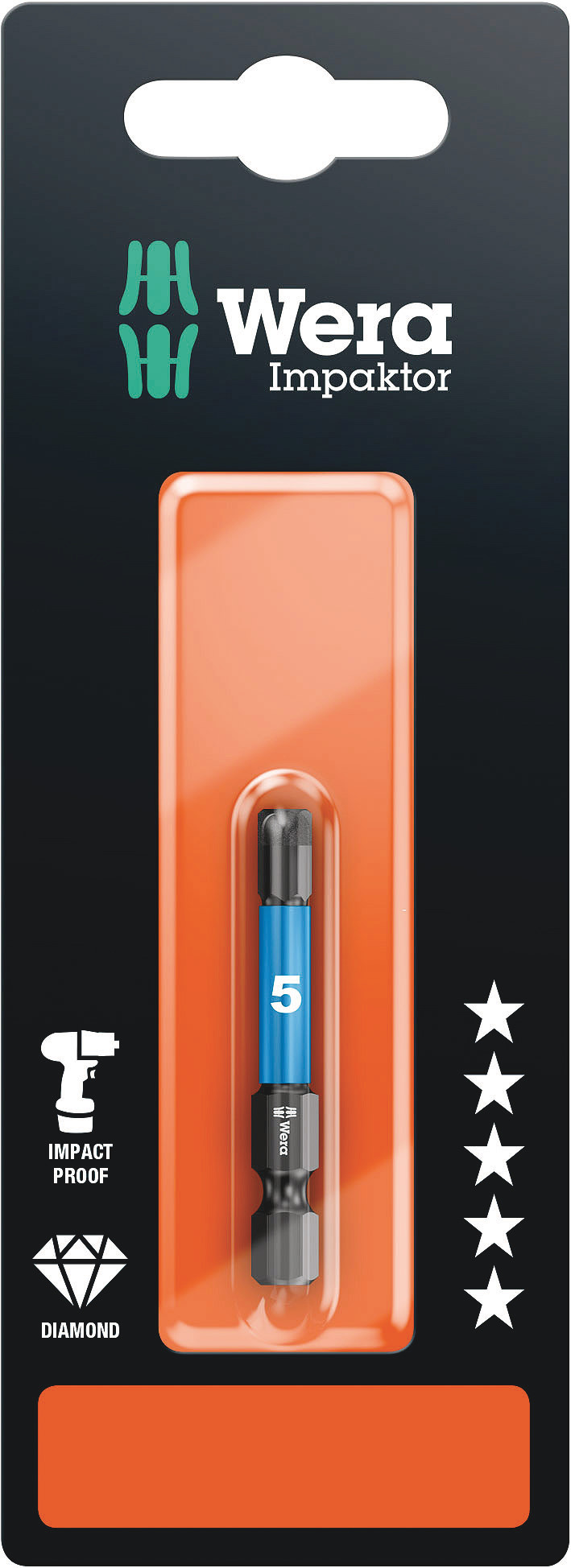 Бита ударная 840/4 IMP DC Impaktor Hex-Plus SB под внутренний шестигранник алмазное покрытие хвостовик шестигранный 1/4 E 6.3 5X50 мм с держателем-еврослот для подвеса