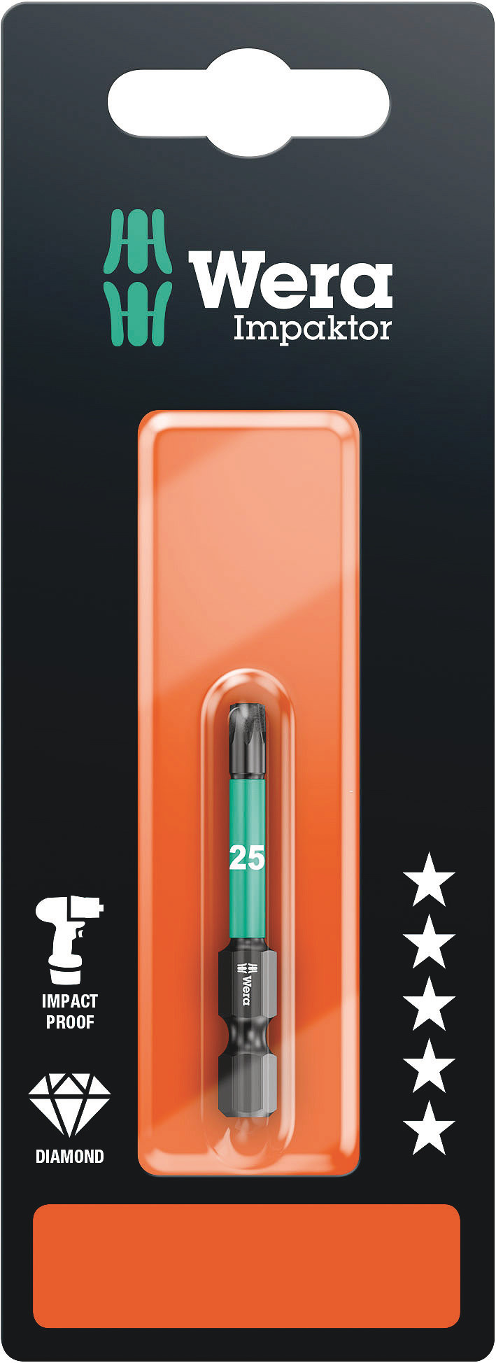 Бита ударная 867/4 IMP DC Impaktor TORX SB алмазное покрытие хвостовик 1/4 E 6.3 TX 25X50 мм с держателем-еврослот